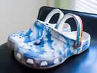 Crocs girls multicolor decorated (sky, rainbow) rubber casual shoes US size J 4