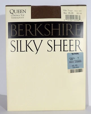 Vintage Berkshire Silky Sheer Queen Control Top Pantyhose Pale Taupe 1X-2X NEW - Image 1 of 4