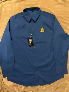 XL Blue Past Master Button Down Dress Shirt Long Sleeve Wicking Stretch NEW! - Picture 1 of 3