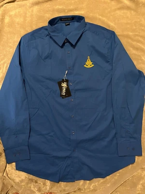 XL Blue Past Master Button Down Dress Shirt Long Sleeve Wicking Stretch NEW! - Image 1 of 3
