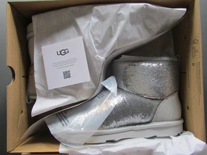 UGG Boots Classic Short Mini MIrror Ball Silver BK5 fits W6.5-7 New $160 - Picture 1 of 17