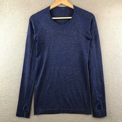 Camisa Top Lululemon Swiftly Tech Jaspeada Manga Larga Azul Talla 4 Entrenamiento Foto 1 de 4