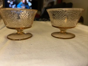 2 Ciotole Sherbet Normandie rosa di Federal Glass 1933-40 - Foto 1 di 7