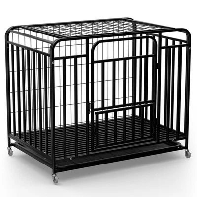 Jaula para perros de 42"" con ruedas y bandeja desmontable, jaula para perros para viajes interiores y exteriores Foto 1 de 4