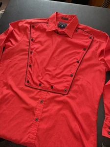 Bavaglino VINTAGE rosso calvario grande vestibilità occidentale di Rock Creek Ranch manica lunga - Foto 1 di 17