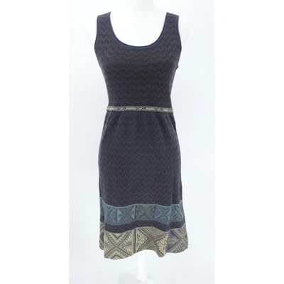 Vestido boho tejido sin mangas azul marino pequeño Peruvian Connection para mujer Foto 1 de 4