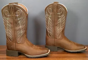 Wmns ARIAT Round Up Wide Square Toe Western Cowgirl Boot 6 B ~ Excellent - Picture 1 of 9