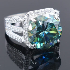 RARE 10 Ct Blue Diamond Ring, Amazing Shine & Luster -FREE Diamond Studs ! - Picture 1 of 13