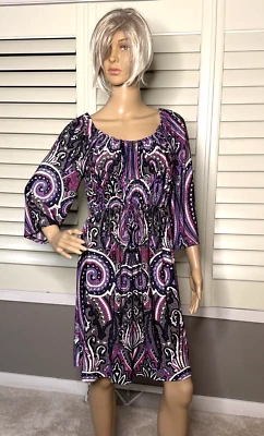 INC International Concepts LG Dress Purple LG Stretchy 3/4 Sleeve Career Office - Image 1 of 4