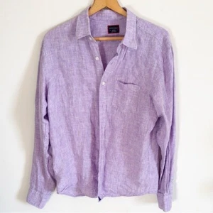 UNTUCKit purple linen long sleeve button down shirt size medium - Picture 1 of 5