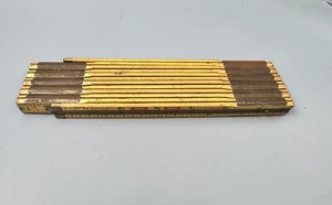Lufkin Extension Ruler X46 Red End Wood Brass Folding 72"- Vtg #1 - Bild 1 von 6
