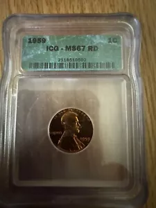 1959 Lincoln Memorial Cent ICG MS67 RD Shinny Red *Rare* - Picture 1 of 8