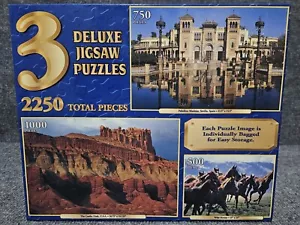 Sure-lox 3 Deluxe Jigsaw Puzzles PABELLON MUDAJAR THE CASTLE WILD HORSES - Picture 1 of 4