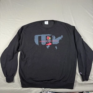Louisville Cardinals Sweatshirt Mens 2XL Black Champion NCAA Basketball Sports - Picture 1 of 10
