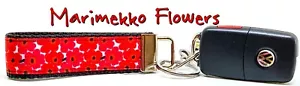 Marimekko Flowers Key Fob Wristlet Keychain 1"wide Zipper pull Camera strap  - Picture 1 of 12