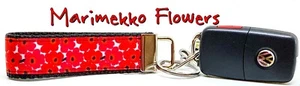 Marimekko Flowers Key Fob Wristlet Keychain 1"wide Zipper pull Camera strap - Picture 1 of 12