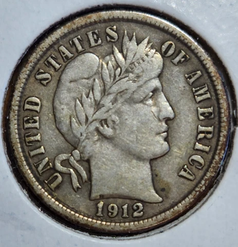1912 P Barber Dime, VF ++ Cover