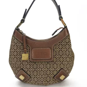 USED LOEWE Shoulder Bag canvas/leather Brown one belt - Picture 1 of 11