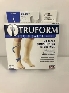 TruForm Below Knee Open Toe Size XLarge Firm Compression Stockings Color Beige - Picture 1 of 2