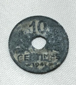 French ETAT Francais 10 Centimes 1941 KM#898.2 Zinc - Picture 1 of 3