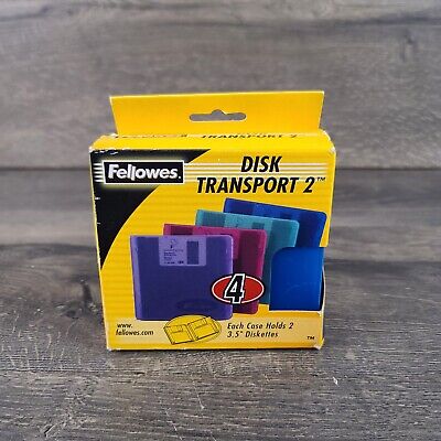 Fellowes Disk Transport 2  4-Pack Floppy Disk Holders Brand New • 14.95$