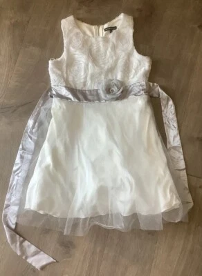 Vestido My Michelle Elegante Niña Flor Blanco Talla 12 Boda Evento Brillo Satinado Foto 1 de 4