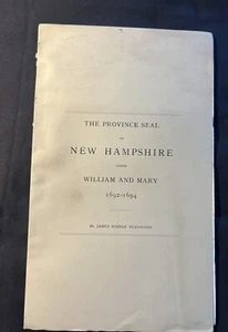 1889 Siegel von New Hampshire unter William und Maria 1692-1694 Monographie kolonial - Bild 1 von 8