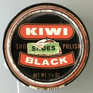 Vintage KIWI POLISH Tin - Black, 1 1/8 Oz, Made in USA! - Picture 1 of 3
