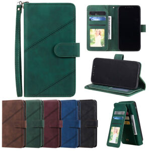For iPhone 13 12 Mini 11 Pro Max Multi Card Wallet Case Strap Leather Flip Cover