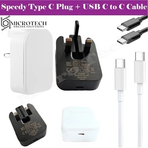UK PD Plug USB C to USB C Fast Charger & Data Cable Lead 1m 2m 3m - Picture 1 of 21