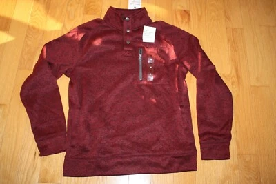 NUEVO CON ETIQUETAS Hombres SONOMA Manga Larga Cuarto a Presión Pullover Supersuave Suéter Polar Rojo M Foto 1 de 3