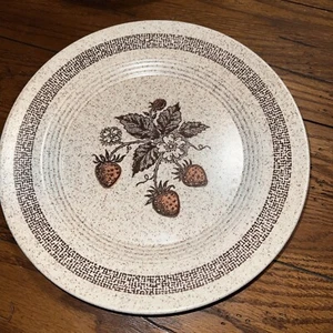 Homer Laughlin Stoneware, Tan, Brown Ring with Strawberries 10” - Picture 1 of 3