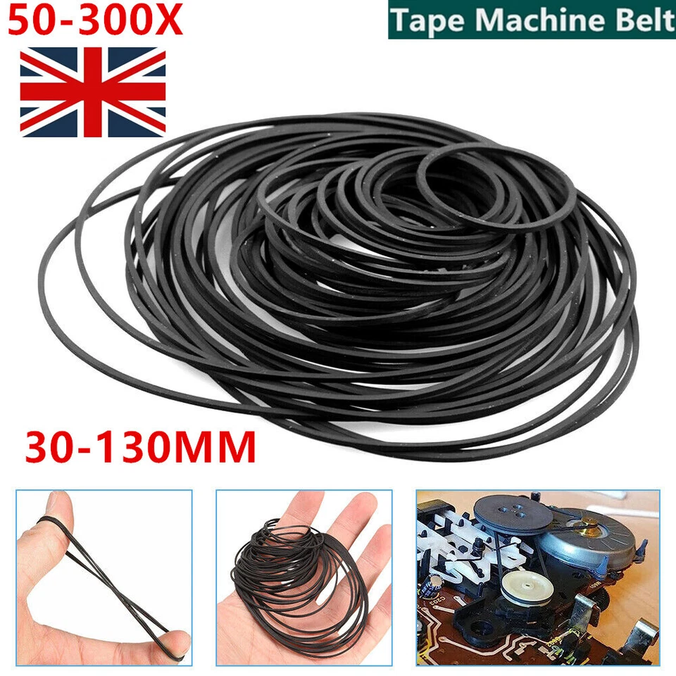 300Pcs Universal Cassette Tape Machine Belts Assorted Common Square Rubber Belt - Image 1 of 4