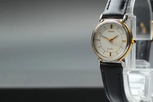1998 N MINT Seiko Exceline 4N21-0440 Two-Tone Round Quartz Womens Watch JAPAN - Picture 1 of 12