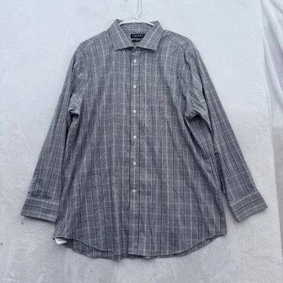 Camisa de vestir Lauren Ralph Lauren etiqueta negra para hombre 17,5 32/33 gris a cuadros calce ajustado Foto 1 de 4