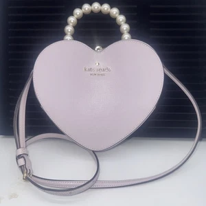 Bolso Bandolera KATE SPADE Love Shack Corazón Perla Cuero Lila Luna KF516 NUEVO - Imagen 1 de 9