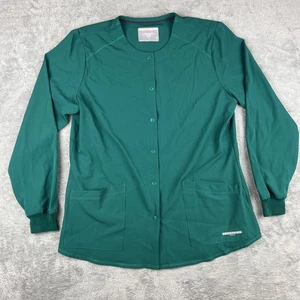 Skechers by Barco Scrub Jacket Womens Large Green Button Front Medical Uniform - Picture 1 of 6