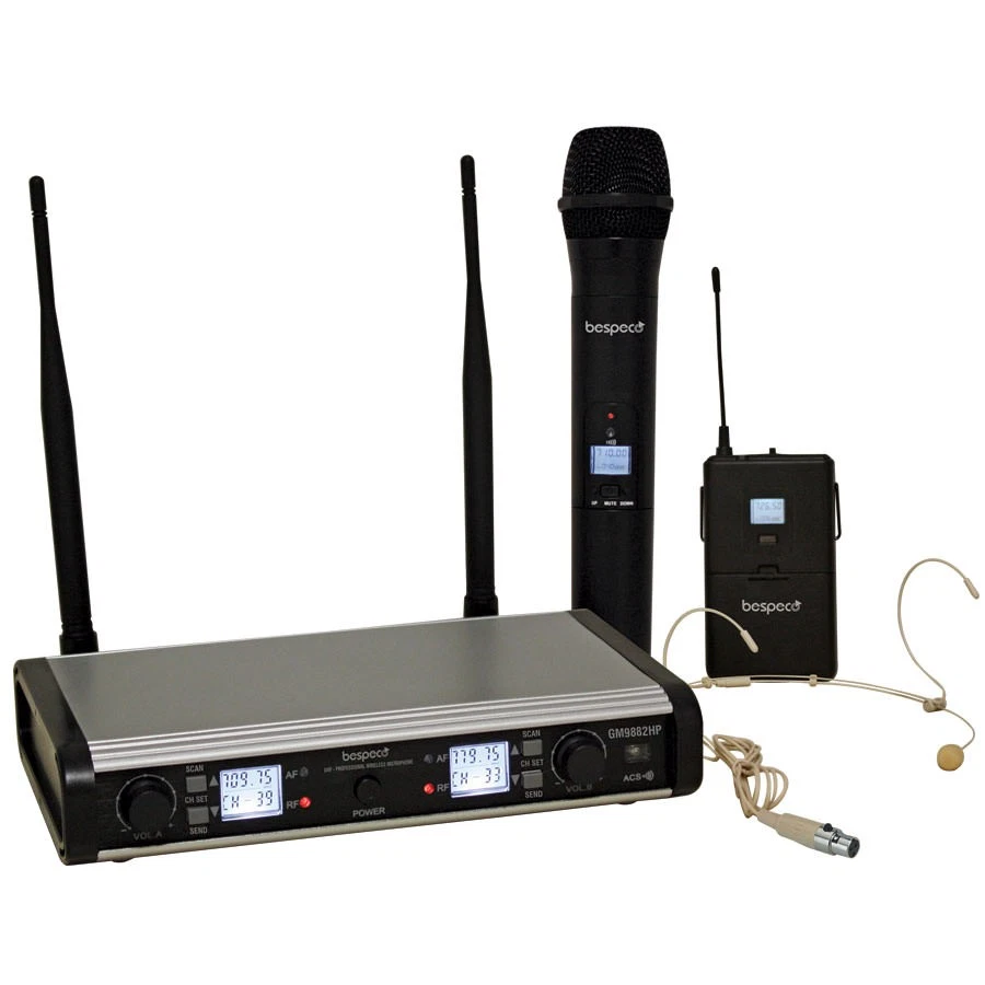 Bespeco GM9882HP Doppio Radiomicrofono Wireless Palmare + Headset UHF - Immagine 1 di 1