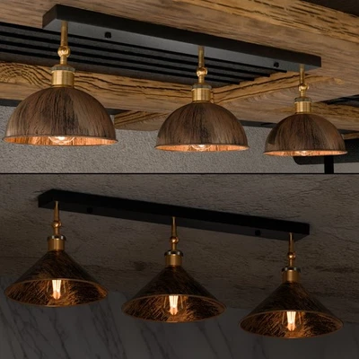 NEIGHBOUR MARKET 3 Way Ceiling Light Semi-Flush Mount Light Fixture with Brushed Copper Shade.
