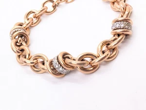 Bronzallure Rose Gold Plated Rhinestone Chain Bracelet Italy U583 - Picture 1 of 13