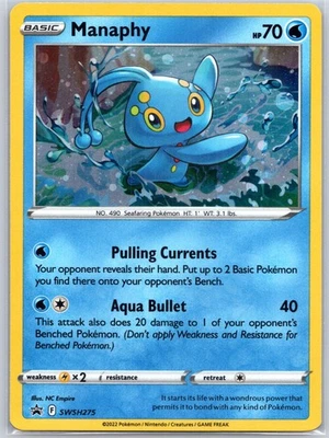 Manaphy SWSH275 Near Mint Cosmo Holo Sword & Shield Promo Cards Pokemon Shipnow - Image 1 of 2