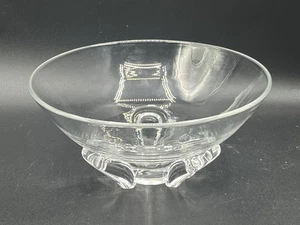 Vintage Steuben Clear Crystal Decorative Centerpiece Bowl 3 Toed Footed 8” - Picture 1 of 8