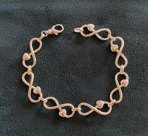 "Pulsera de moda de plata de ley 925 con eslabones infinitos corazones 8""" - Imagen 1 de 8