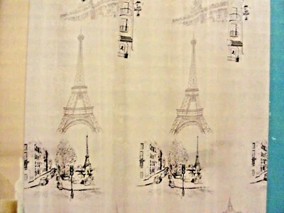 new 14 pc~Eiffel Tower FRENCH scene Black~GRAY PEVA SHOWER CURTAIN~Hooks Tub MAT - Image 1 of 4