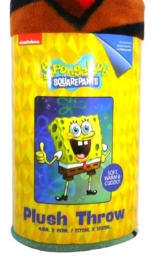 Bob Esponja Pantalones Cuadrados Manta de Felpa 46 pulgadas x 60 pulgadas. Nickelodeon 2021 Nuevo Foto 1 de 4