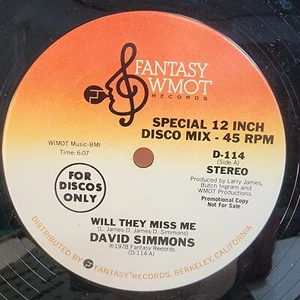 DAVID SIMMONS WILL THEY MISS ME/ HARD AND HEAVY 12" SINGLE VINYL 45 RPM 1978 EX - Picture 1 of 7