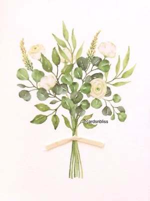 ¡Nuevo! Tarjeta de boda ramo de rosas cinta acuarela papiro Foto 1 de 3