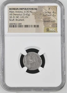 Roman Imperatorial - Marc Antony - BC 32-31 - Silver Denar - NGC F - C.544/30 - Bild 1 von 5