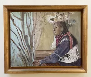 Original Oil Painting FRAMED Native American Western Art Indian Landscape - Picture 1 of 5