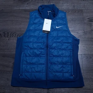 NIKE Therma-FIT Synthetic-Fill Running Puffer Vest Womens Size SMALL Blue Golf - Picture 1 of 8